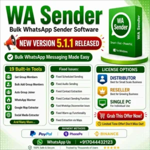 WA Sender v5.1.1 Latest Version Bulk WhatsApp Sender